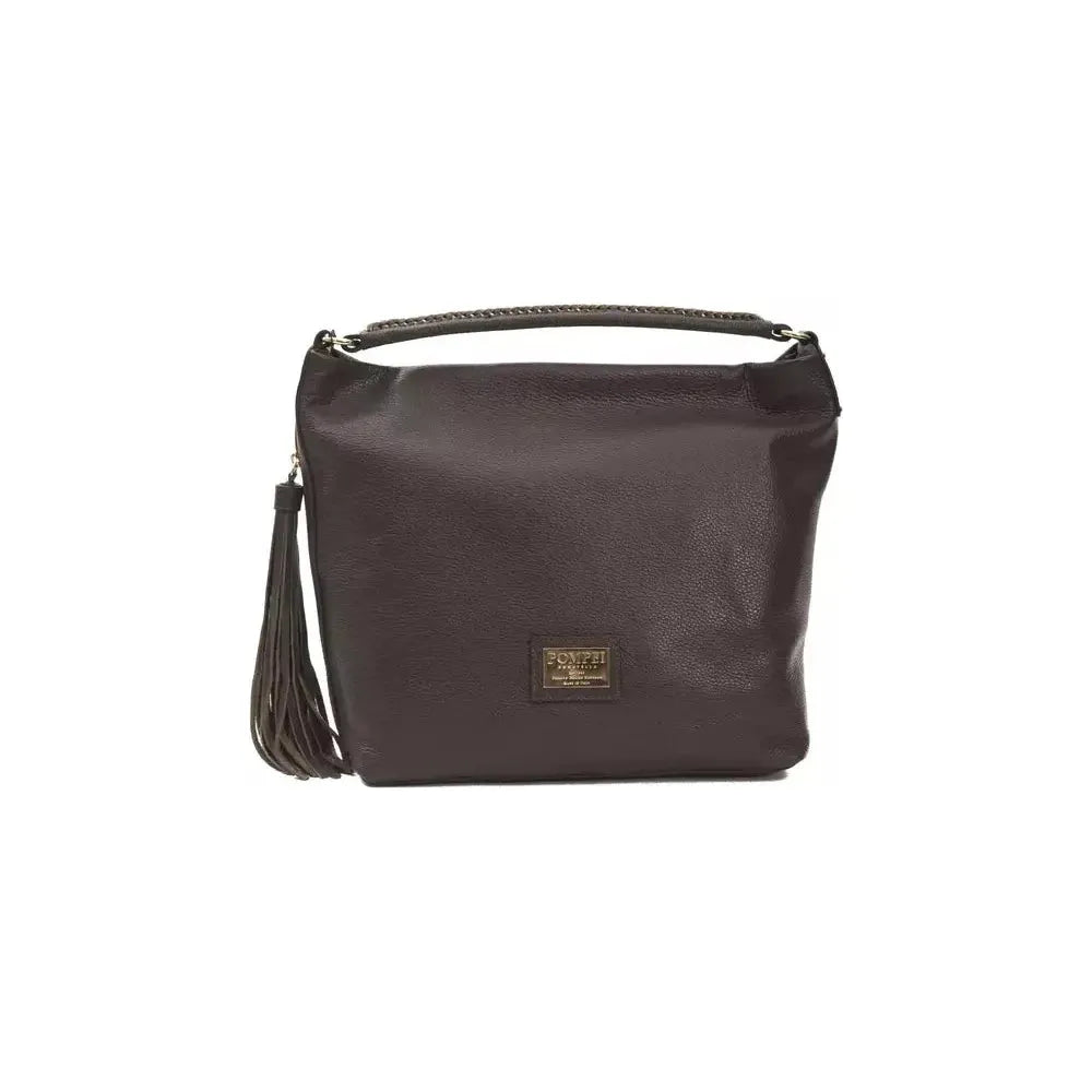 Pompei Donatella Brown Leather Women Shoulder Bag Pompei Donatella