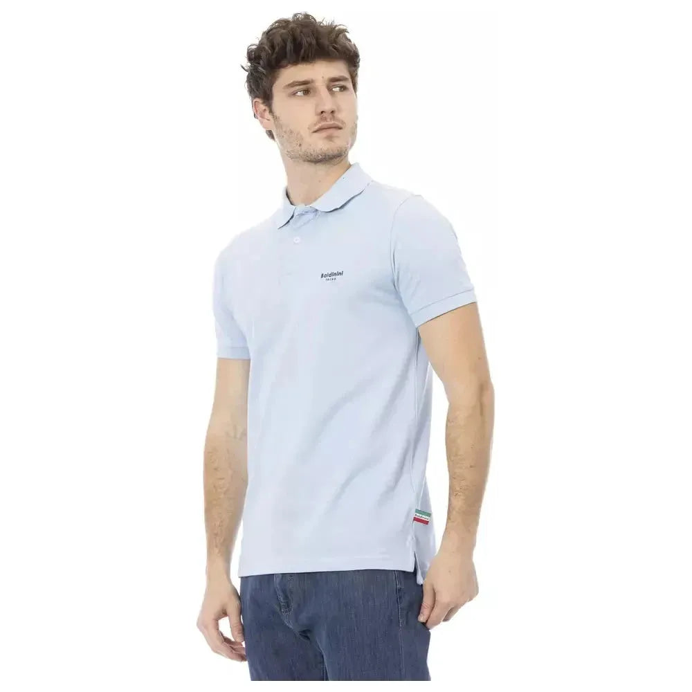 Baldinini Trend Light Blue Cotton Men Polo Baldinini Trend