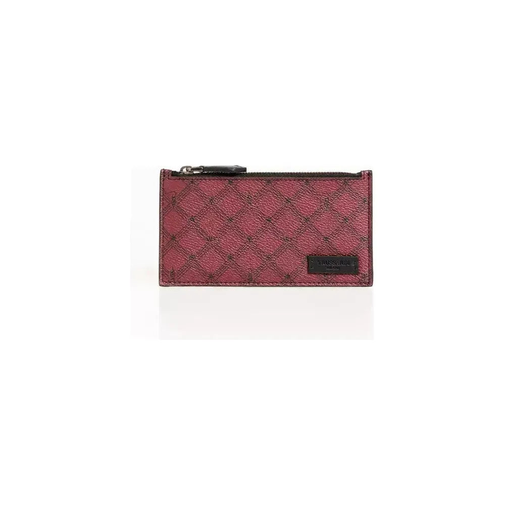 Trussardi Red Crespo Leather Men Wallet Wallet Trussardi