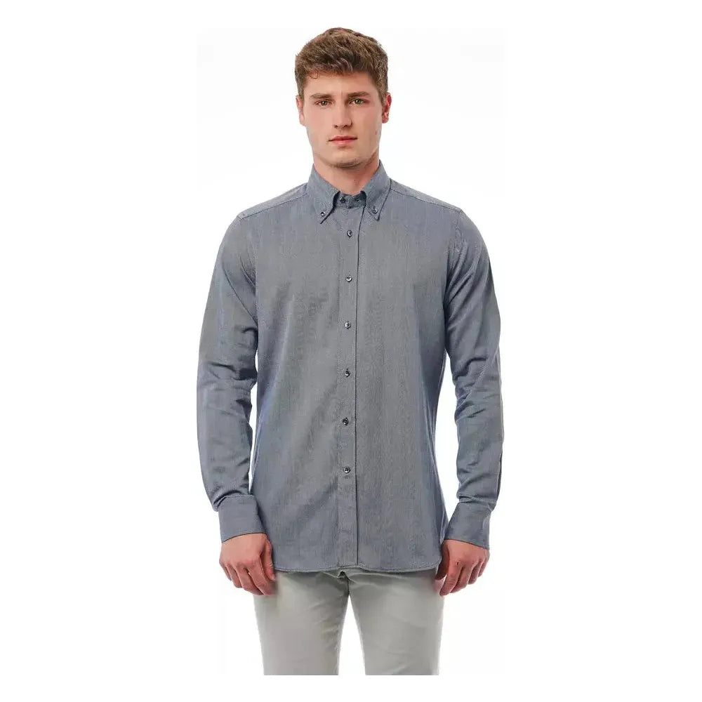 Bagutta Blue Cotton Men Shirt Bagutta