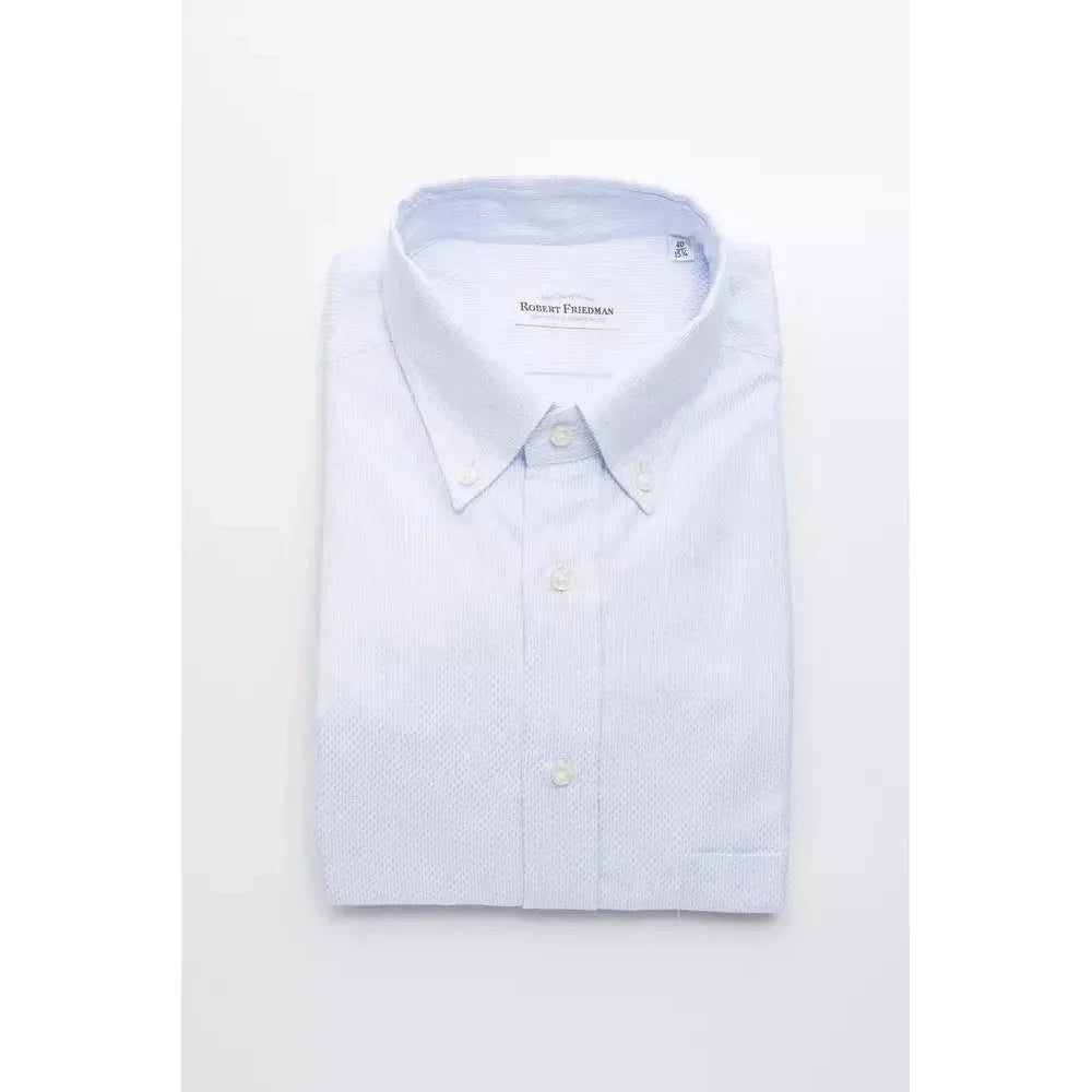 Robert Friedman Light Blue Cotton Men Shirt Robert Friedman