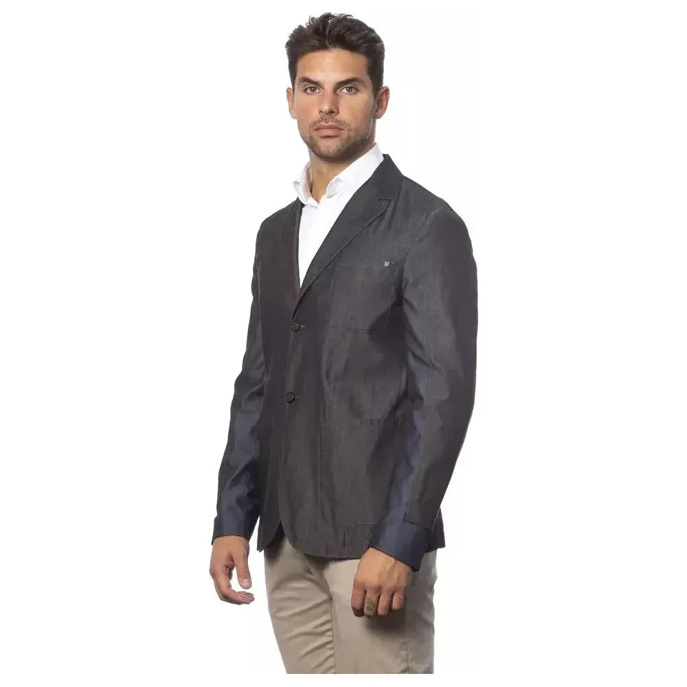 Verri Gray Cotton Men Single Breasted Blazer