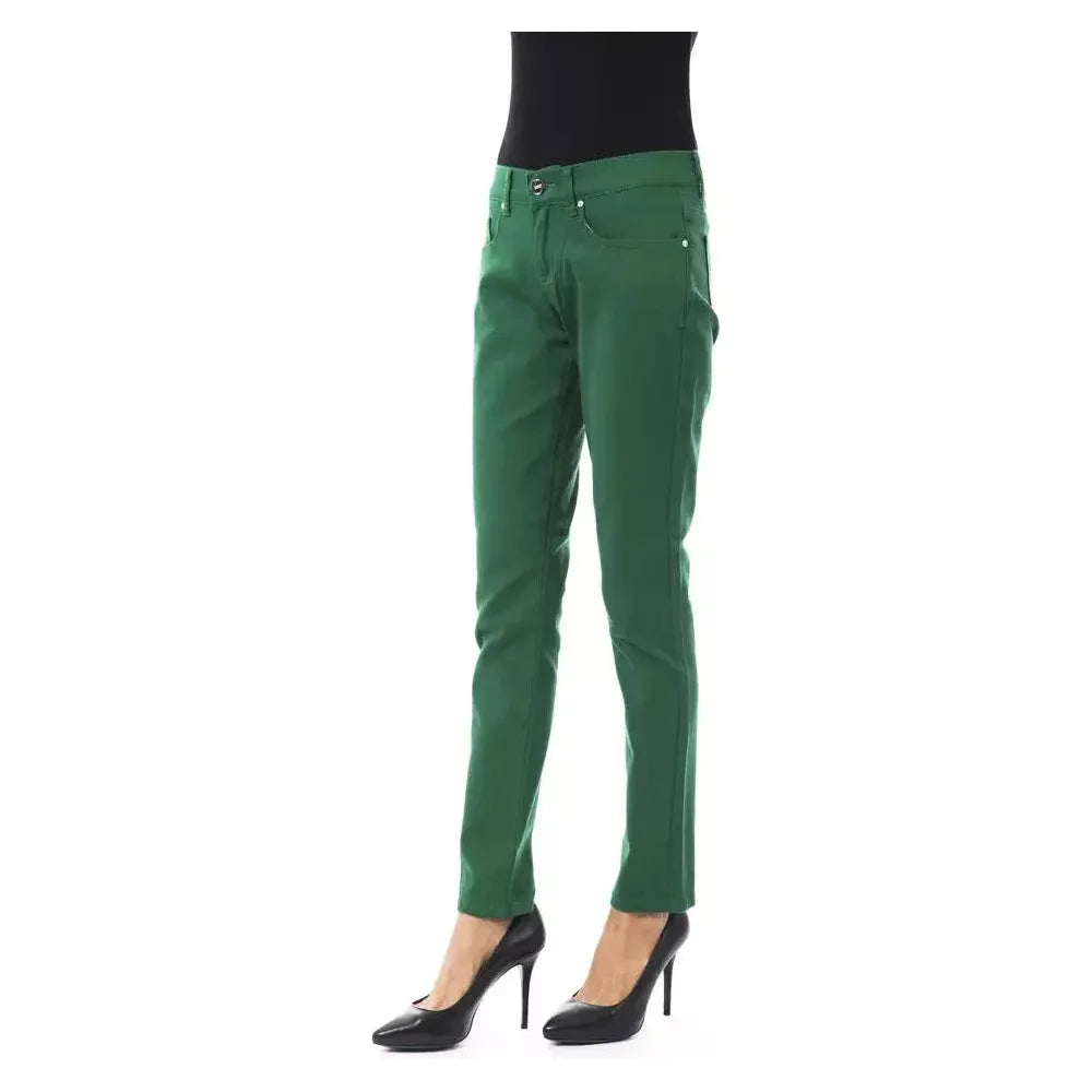 BYBLOS Green Cotton Women Slim Pant BYBLOS