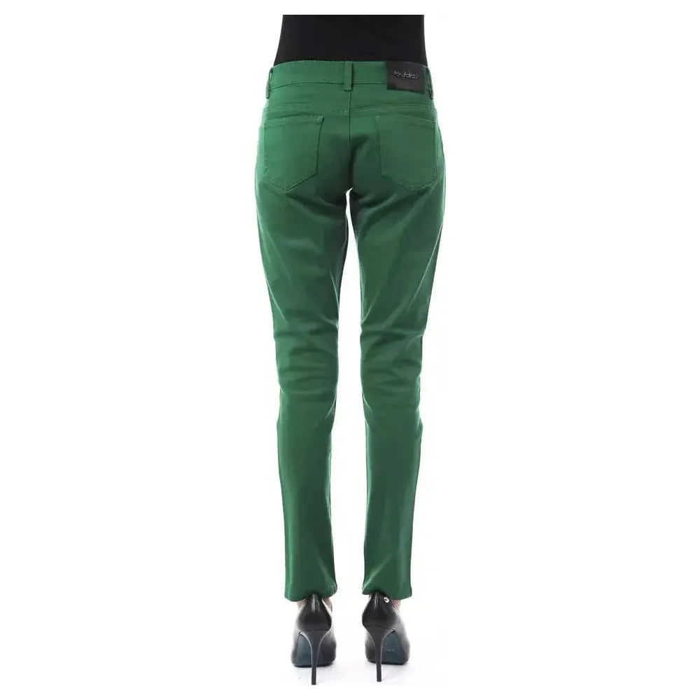 BYBLOS Green Cotton Women Slim Pant BYBLOS