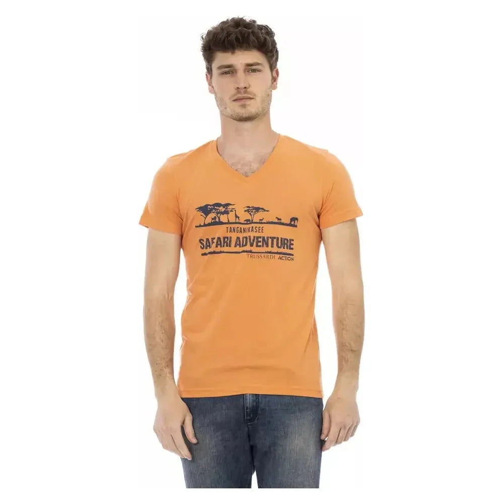 Trussardi Action Orange Cotton Men T-Shirt Trussardi Action