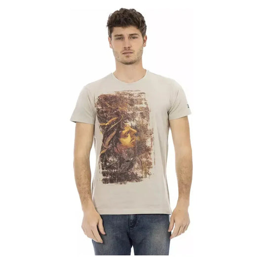 Trussardi Action Beige Cotton Men T-Shirt Trussardi Action