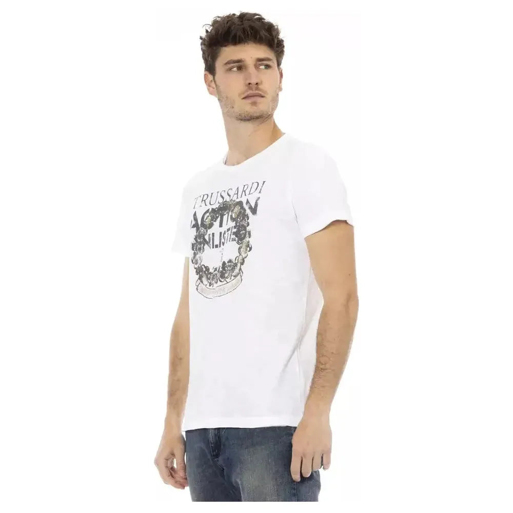 Trussardi Action White Cotton Men T-Shirt Trussardi Action