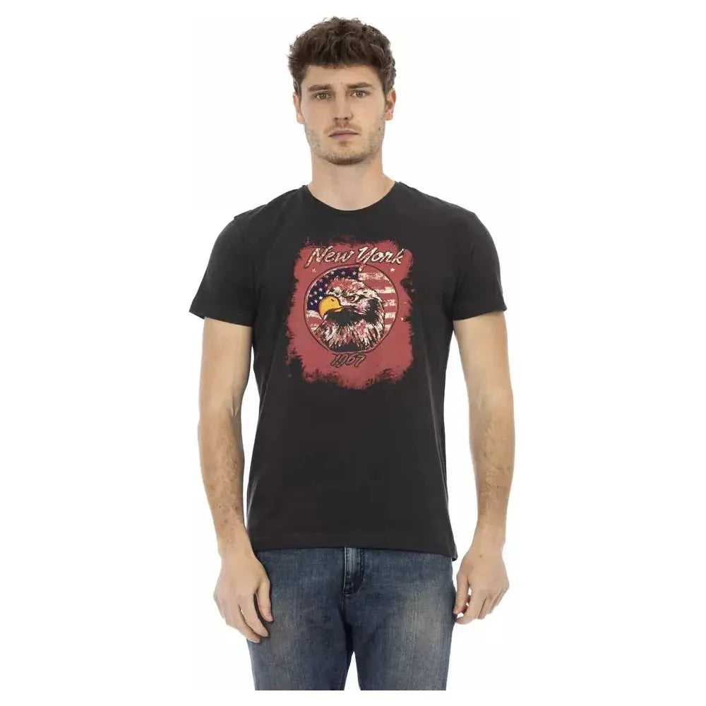 Trussardi Action Black Cotton Men T-Shirt Trussardi Action