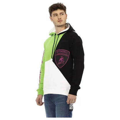 Automobili Lamborghini White Cotton Men Sweater with Hood