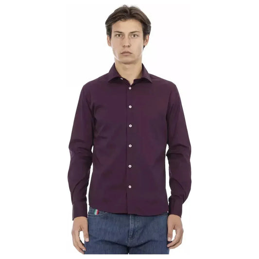 Baldinini Trend Bordeaux Cotton Men Shirt Baldinini Trend