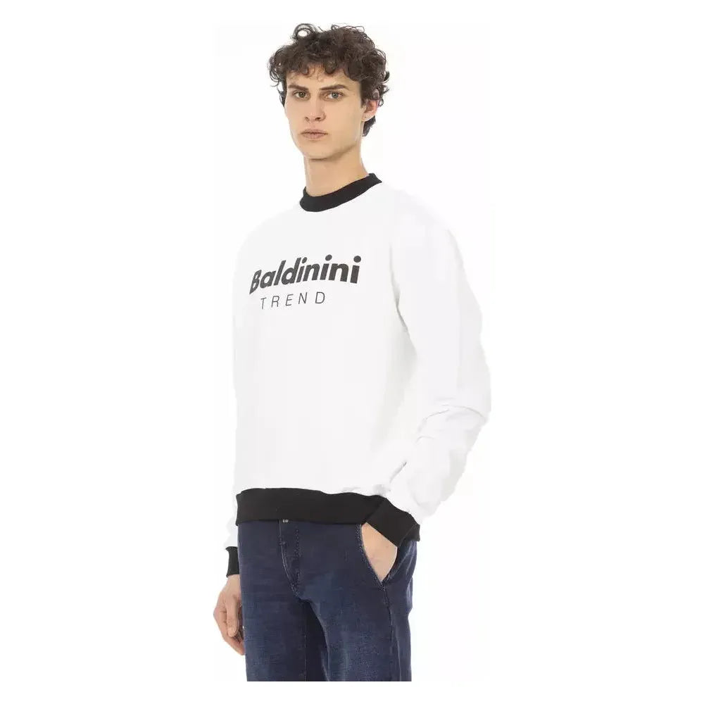 Baldinini Trend White Cotton Men Sweater Baldinini Trend