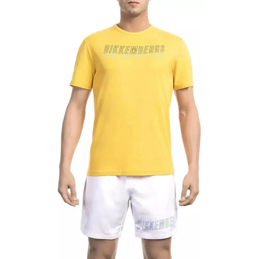 Bikkembergs Yellow Cotton Men T-Shirt Bikkembergs