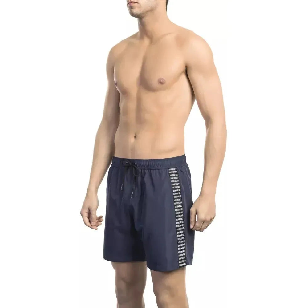 Bikkembergs Blue Polyester Men Swim Short Bikkembergs