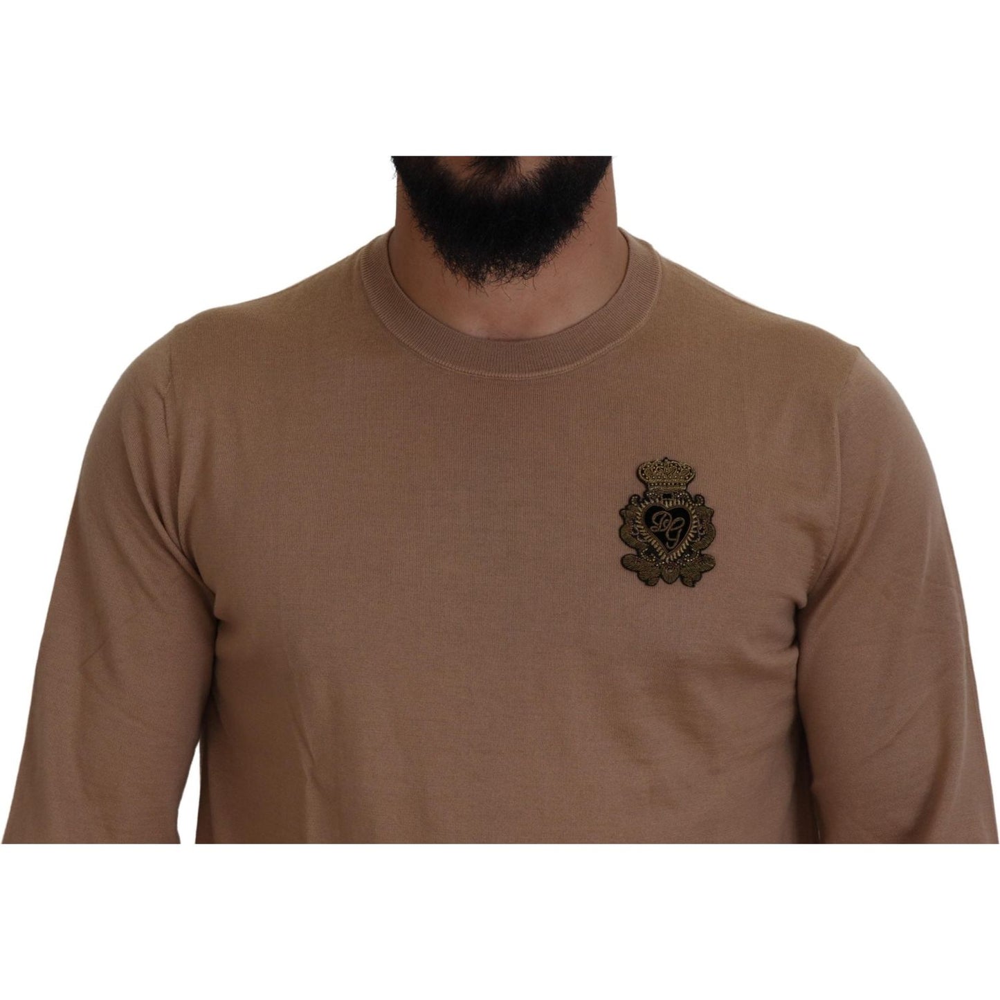 Dolce & Gabbana Beige Cashmere Crewneck Pullover Sweater Dolce & Gabbana