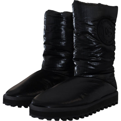 Dolce & Gabbana Black Boots Padded Mid Calf Winter Shoes