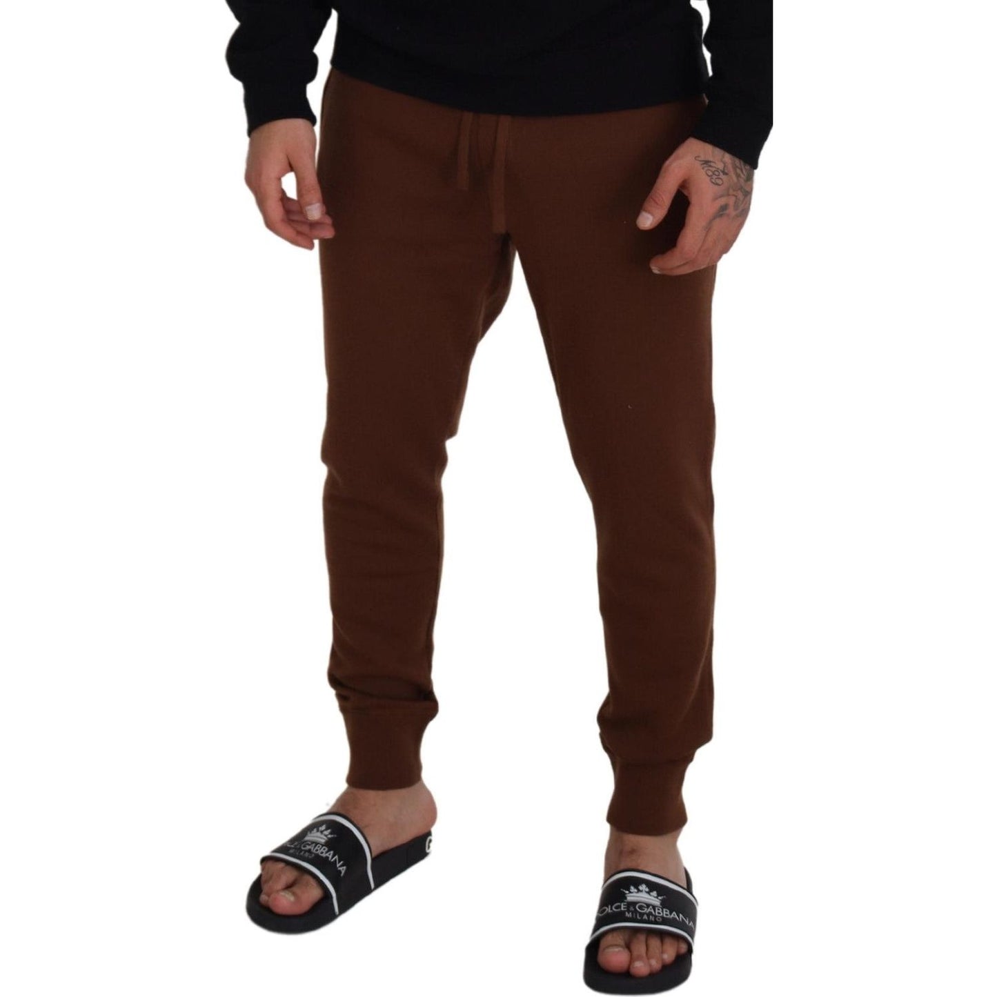 Dolce & Gabbana Elegant Brown Cashmere Jogger Pants Dolce & Gabbana