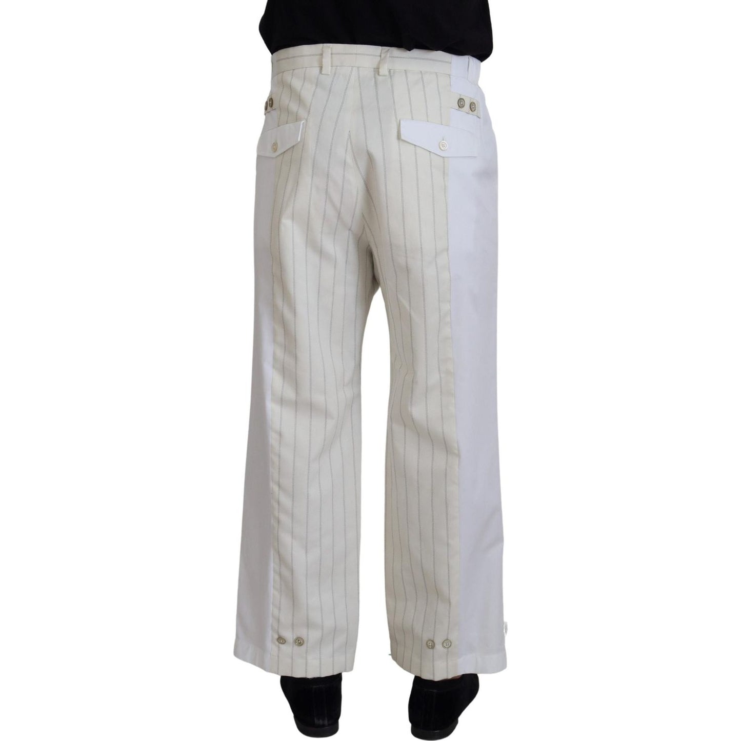 Dolce & Gabbana Elegant White Striped MainLine Trousers Dolce & Gabbana