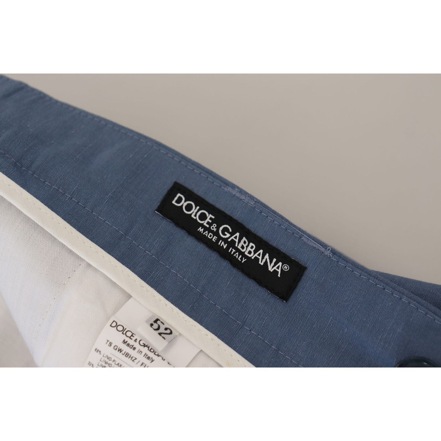 Dolce & Gabbana Blue Linen Chino Formal Pants