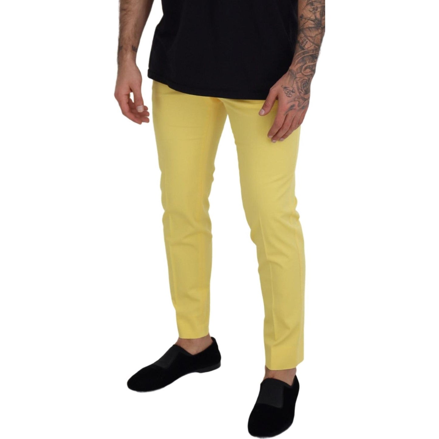 Dolce & Gabbana Sun-Kissed Yellow Cotton Trousers Dolce & Gabbana