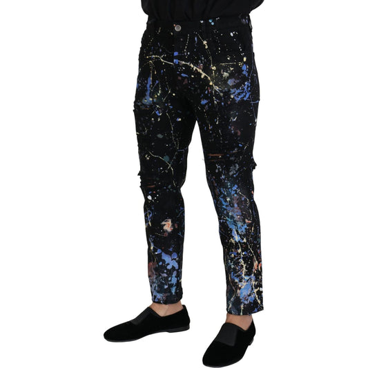 Dolce & Gabbana Exquisite Color Splash Print Denim Pants Dolce & Gabbana