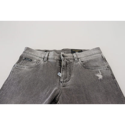 Dolce & Gabbana Grey Washed Cotton Skinny Denim Jeans
