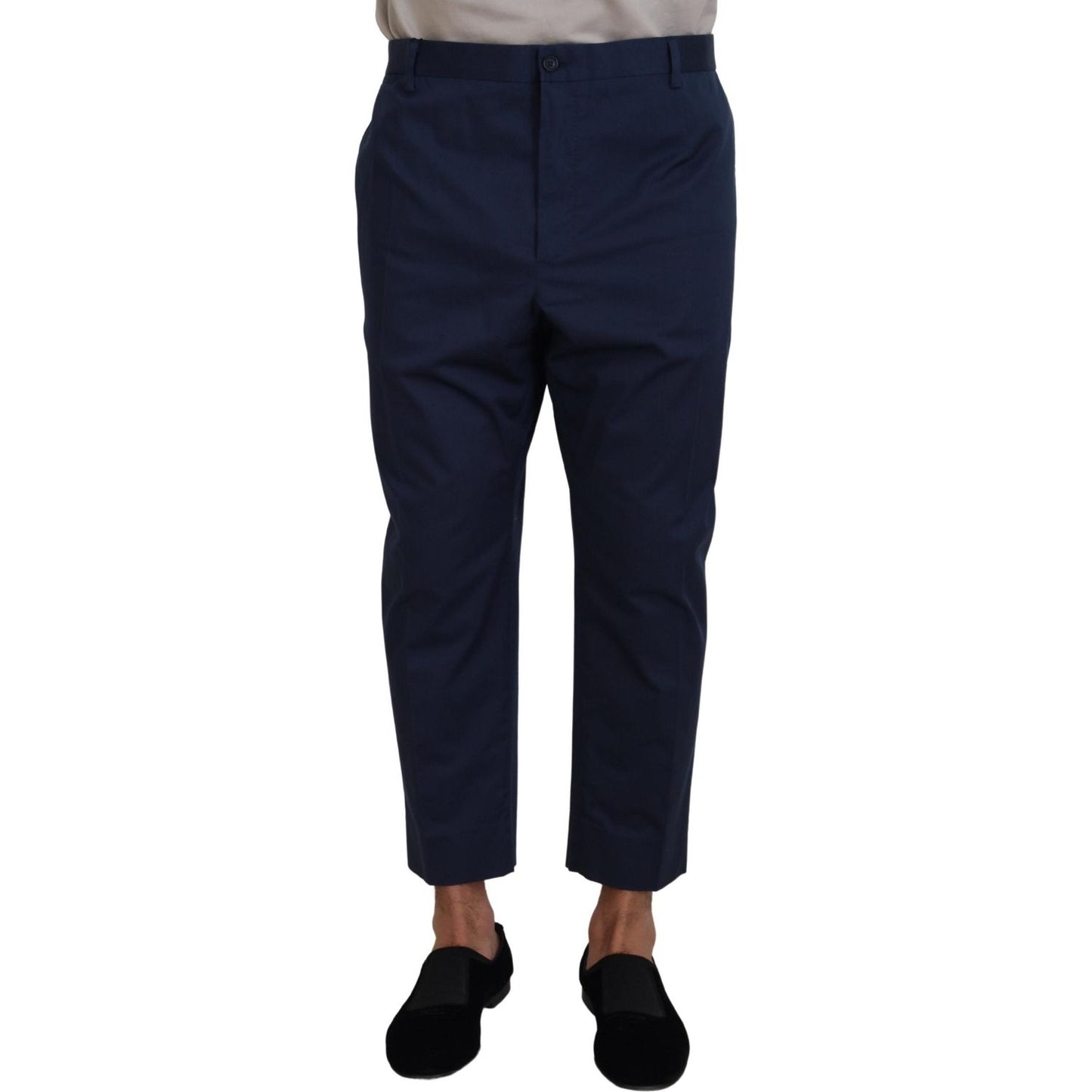 Dolce & Gabbana Blue Cotton Men Cropped Pants