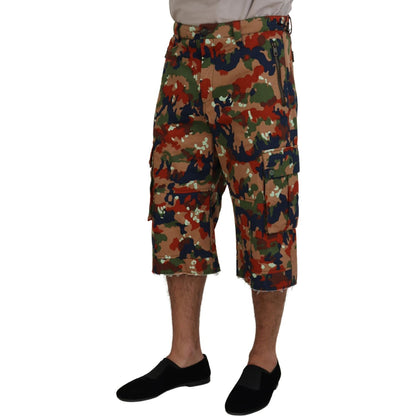 Dolce & Gabbana Multicolor Cotton Camouflaged Cargo Shorts