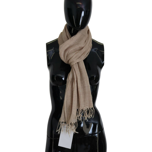 Costume National Chic Beige Fringed Scarf for Women Costume National