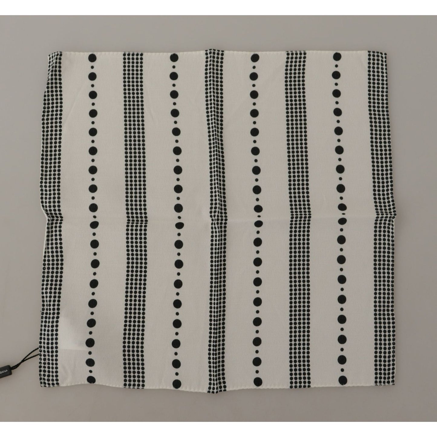 Dolce & Gabbana White Dotted Stripes Square Handkerchief Viscose Scarf
