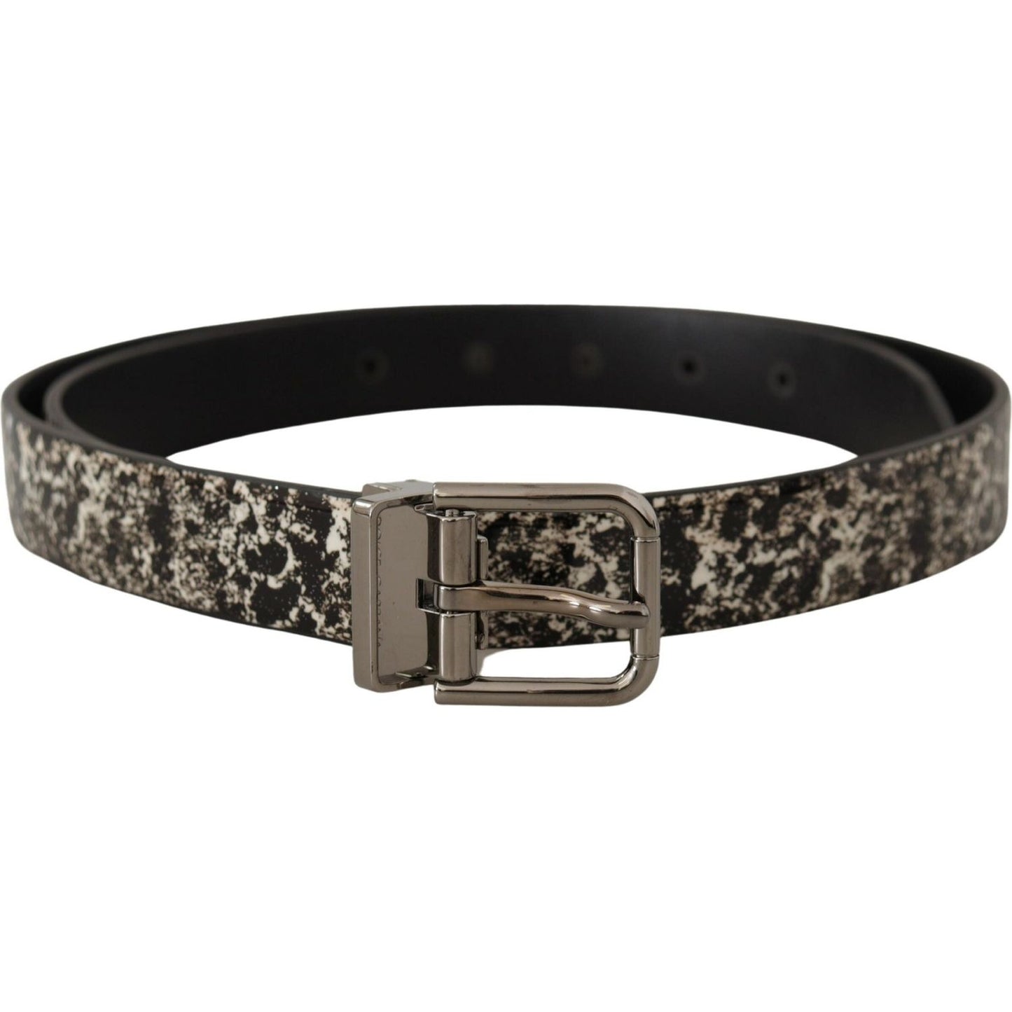 Dolce & Gabbana Elegant Black Marble Print Leather Belt Dolce & Gabbana