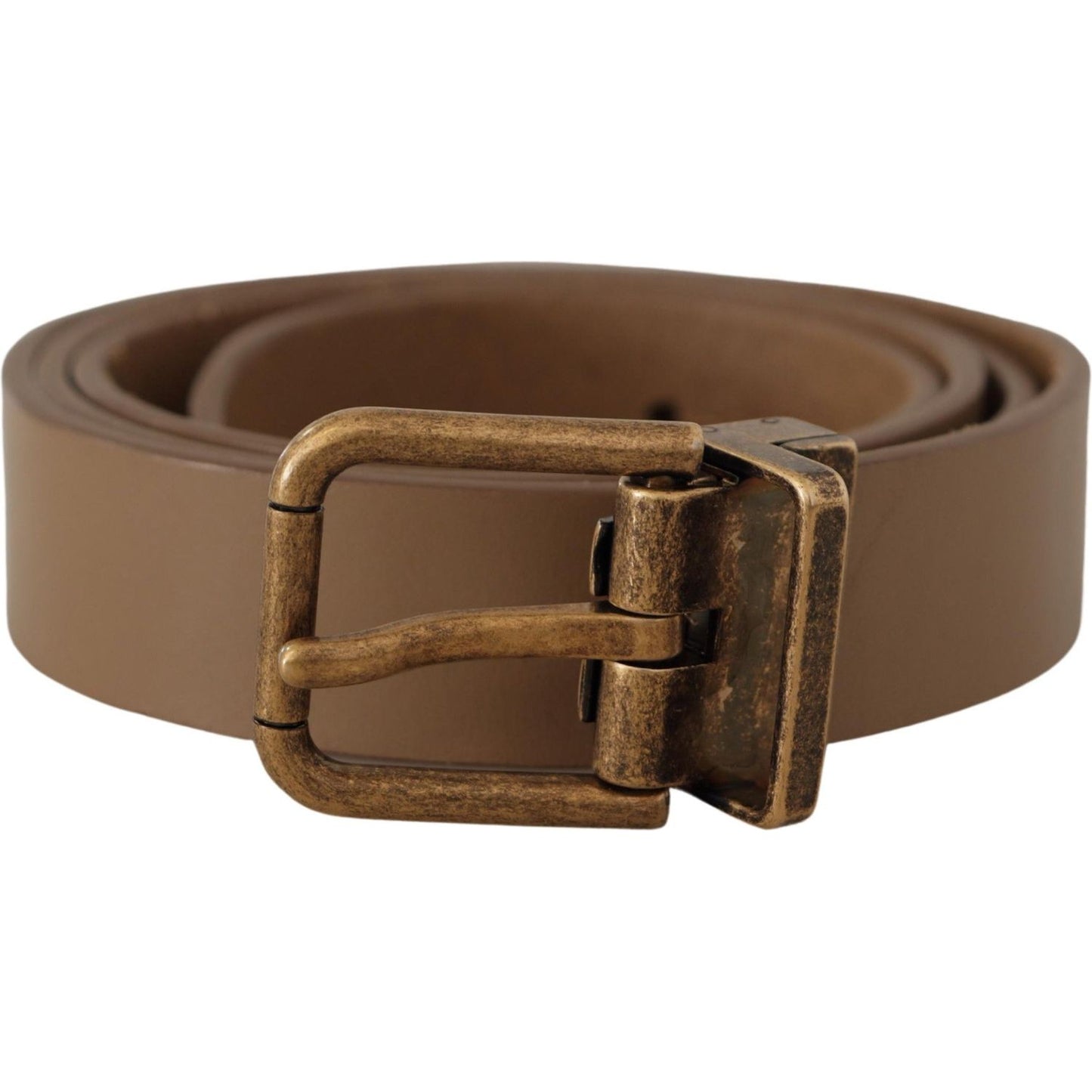 Dolce & Gabbana Elegant Brown Leather Belt with Brass Tone Buckle Dolce & Gabbana