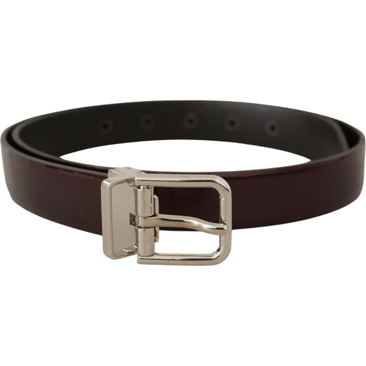 Dolce & Gabbana Elegant Dark Brown Patent Leather Belt Dolce & Gabbana