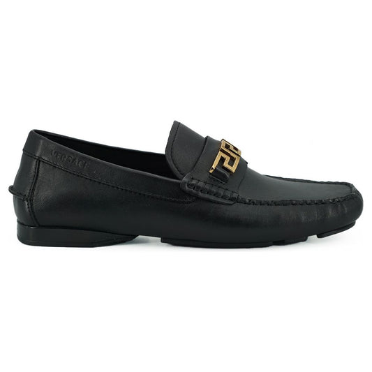 Versace Black Calf Leather Loafers Shoes