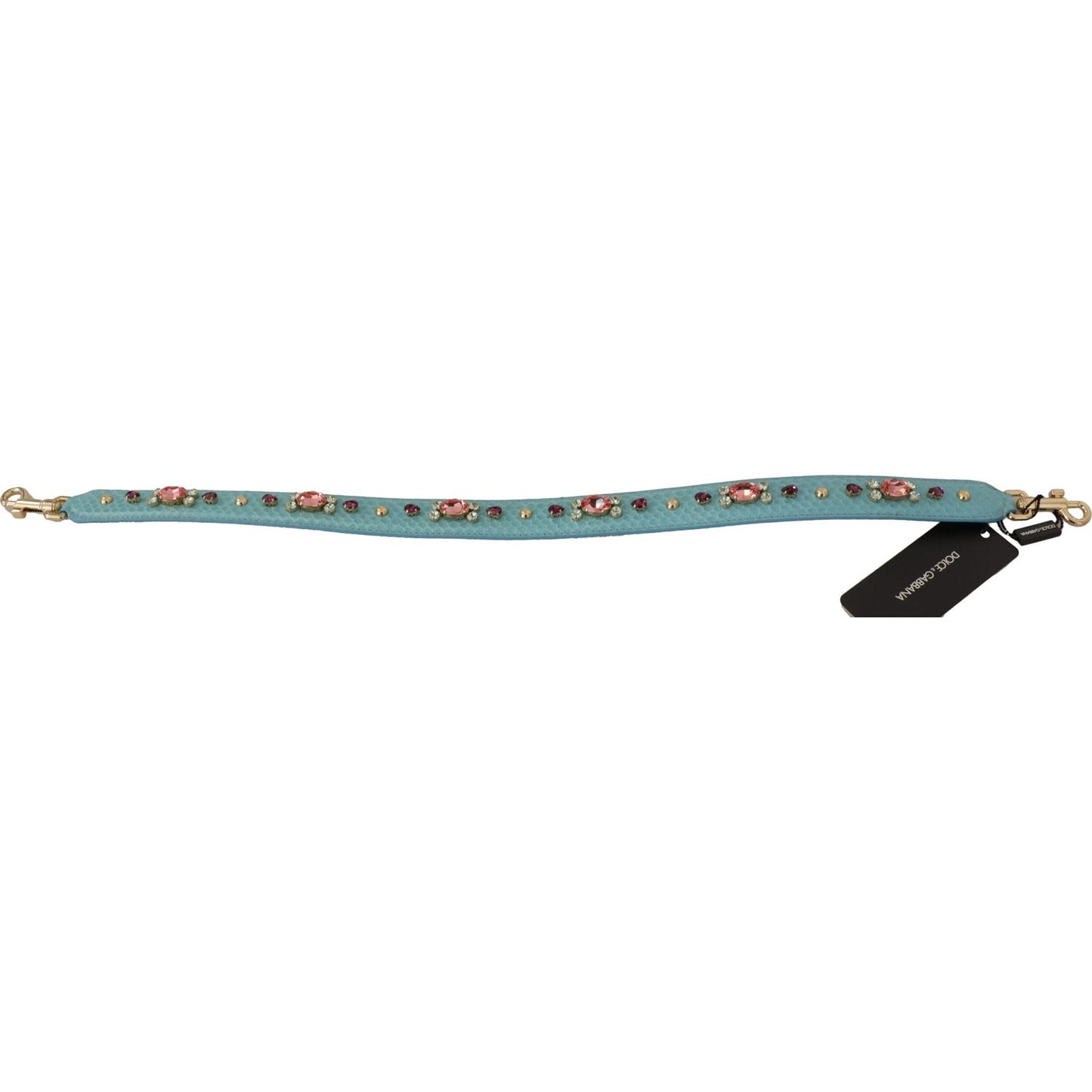 Dolce & Gabbana Elegant Blue Leather Bag Strap with Gold Accents Dolce & Gabbana