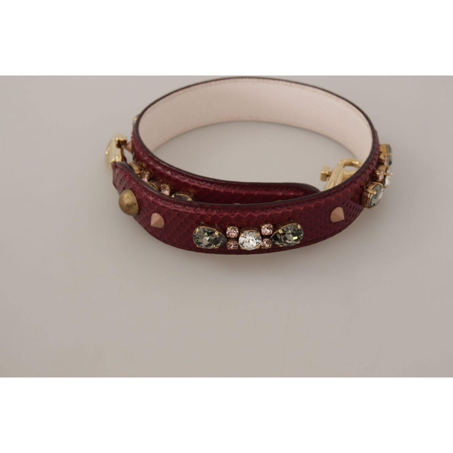 Dolce & Gabbana Bordeaux Leather Crystals Bag Shoulder Strap