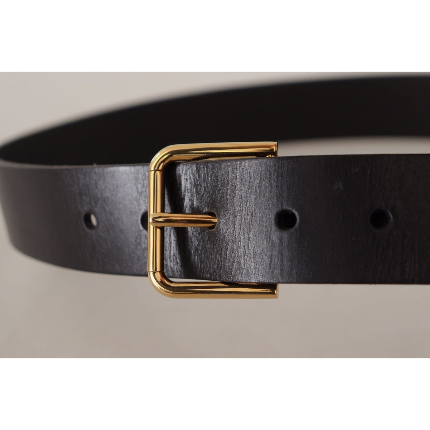 Dolce & Gabbana Elegant Black Leather Belt with Gold-Tone Buckle Dolce & Gabbana