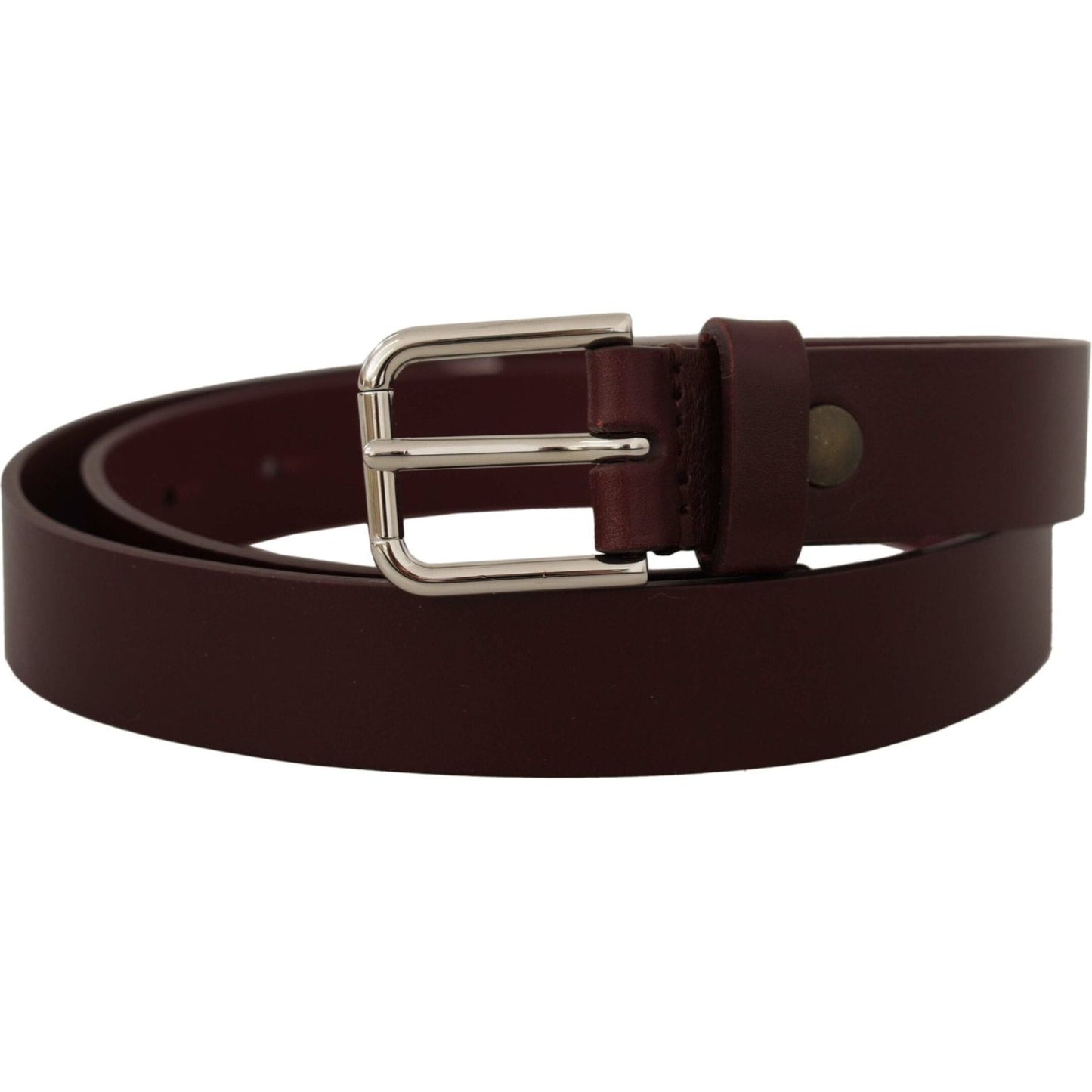 Dolce & Gabbana Elegant Maroon Leather Belt with Logo Buckle Dolce & Gabbana