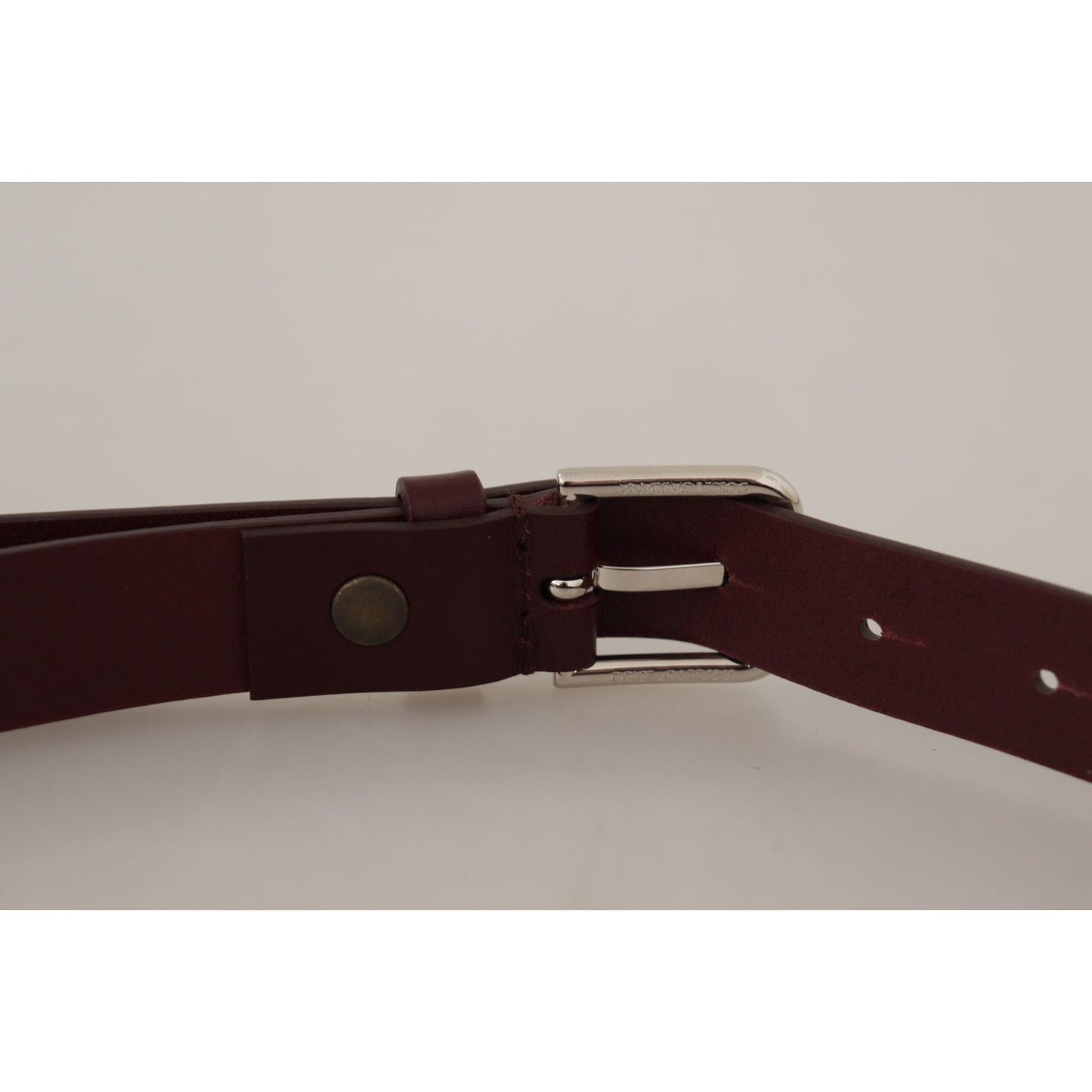 Dolce & Gabbana Elegant Maroon Leather Belt with Logo Buckle Dolce & Gabbana