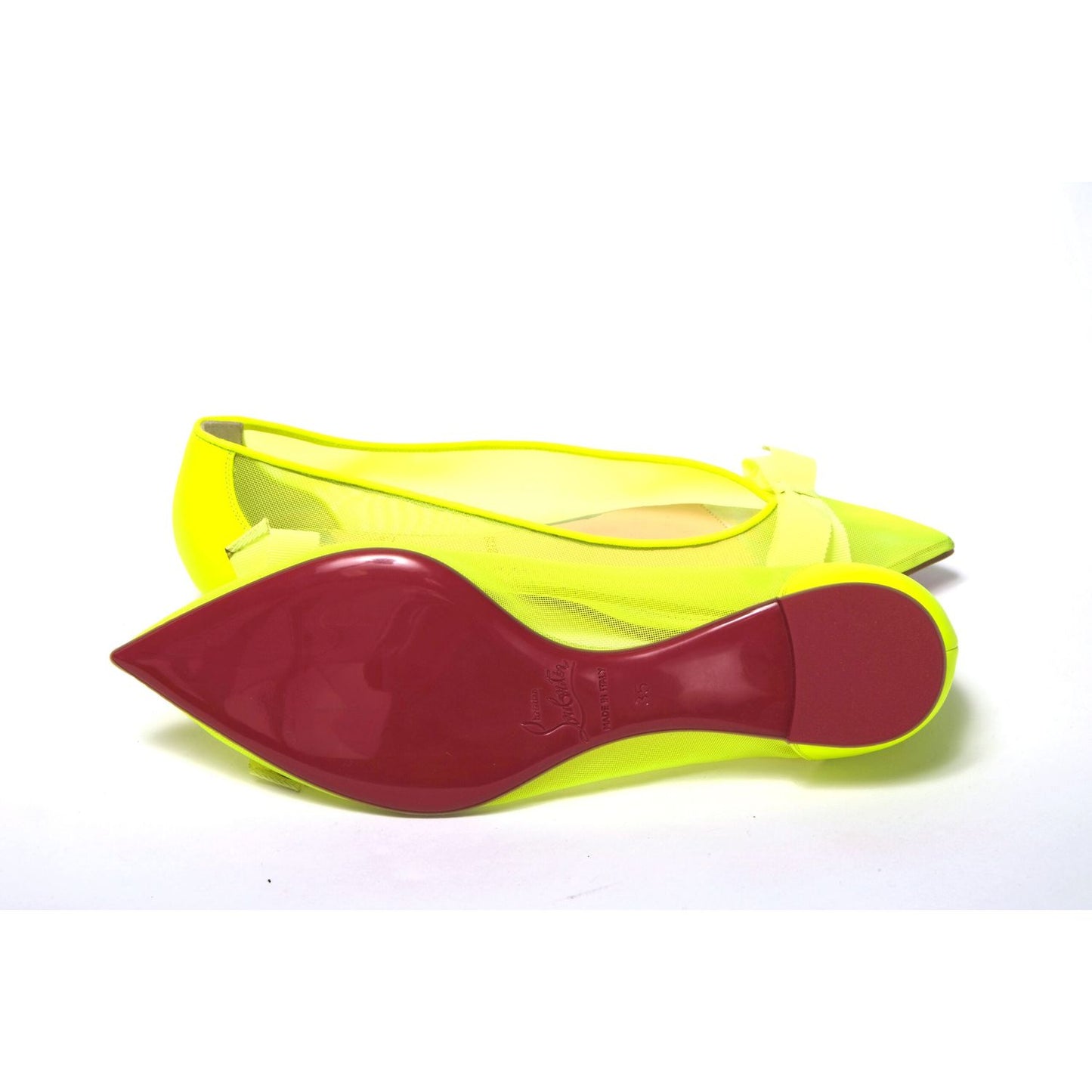 Christian Louboutin Fluro Yellow Flat Point Toe Shoe Christian Louboutin