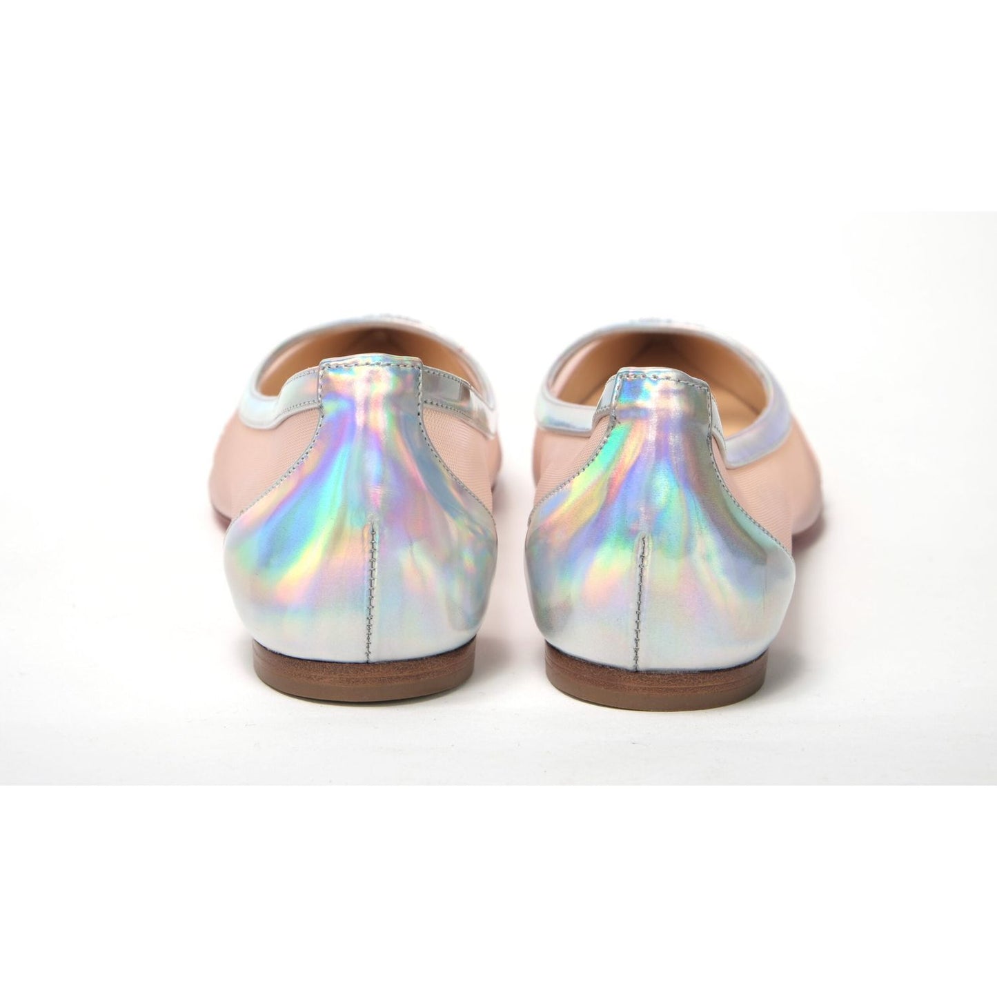 Christian Louboutin Silver Rose Flat Point Crystals Toe Shoe Christian Louboutin