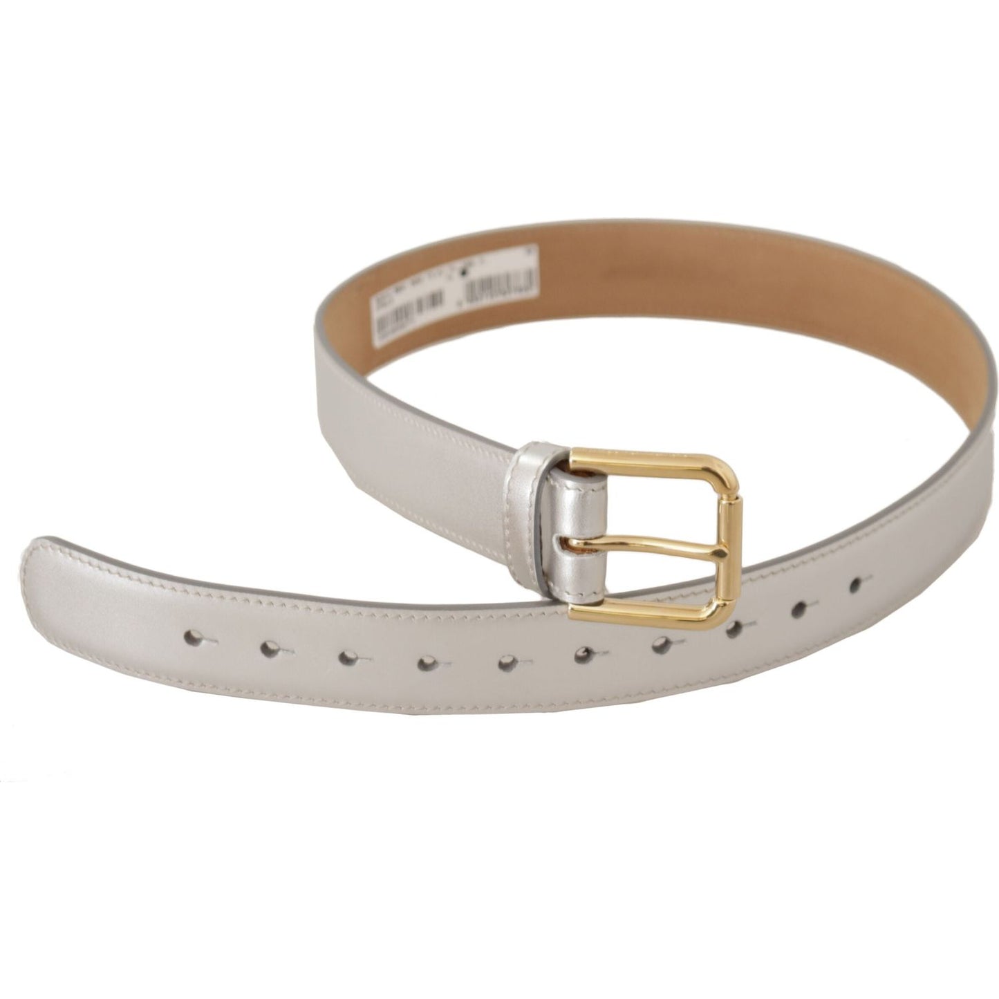 Dolce & Gabbana Engraved Silver-Toned Leather Belt Dolce & Gabbana