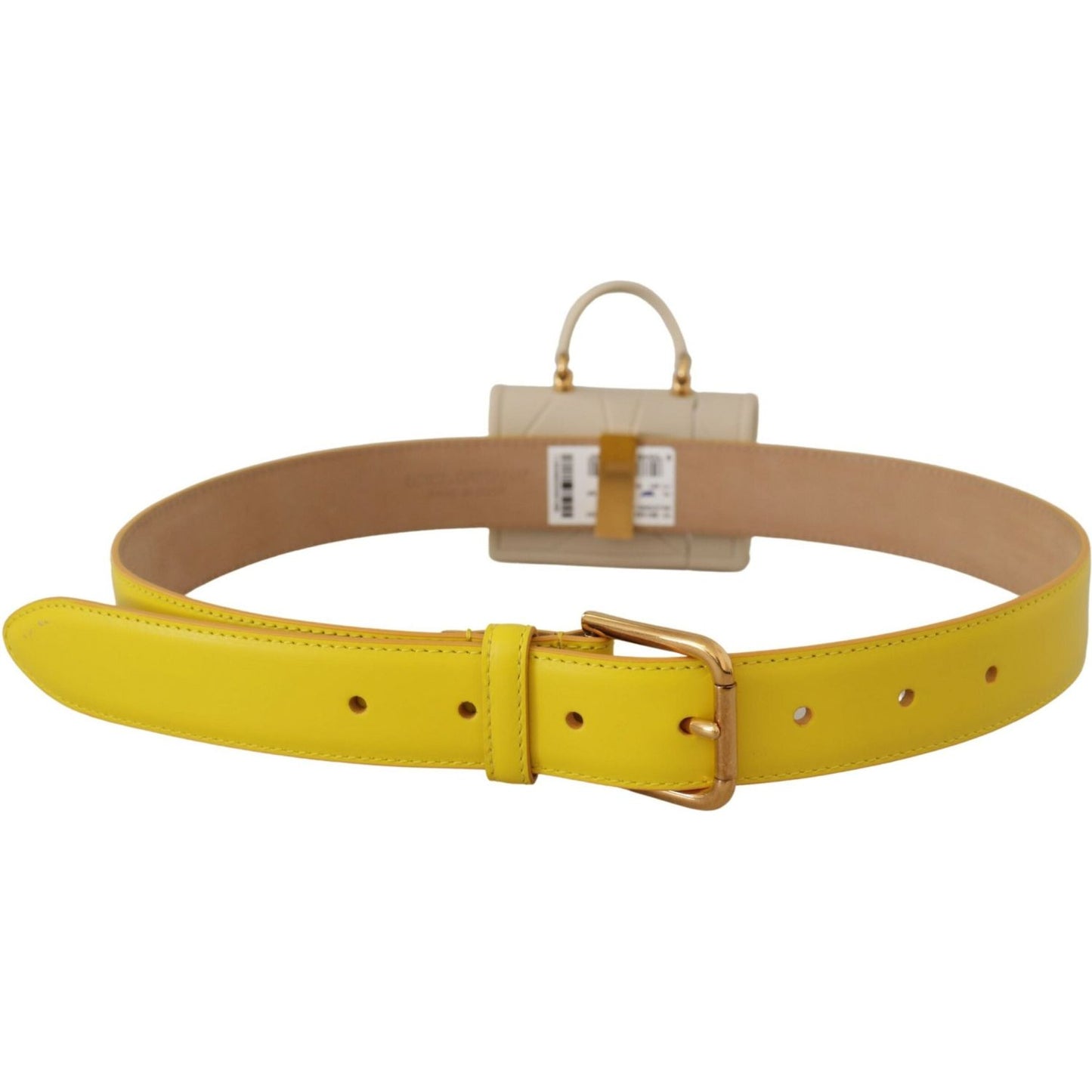 Dolce & Gabbana Chic Yellow Leather Belt with Headphone Case Dolce & Gabbana