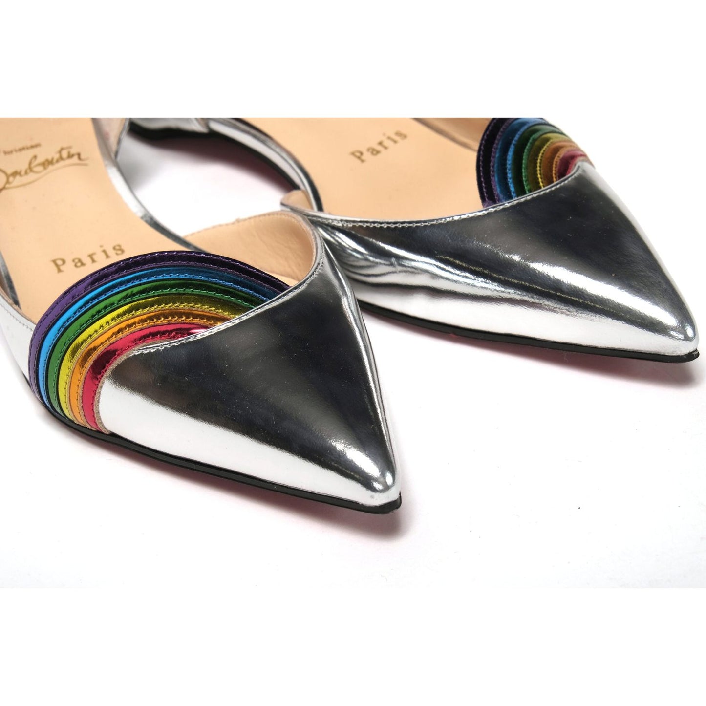 Christian Louboutin Silver Patentleather Flat Point Toe Shoe Christian Louboutin