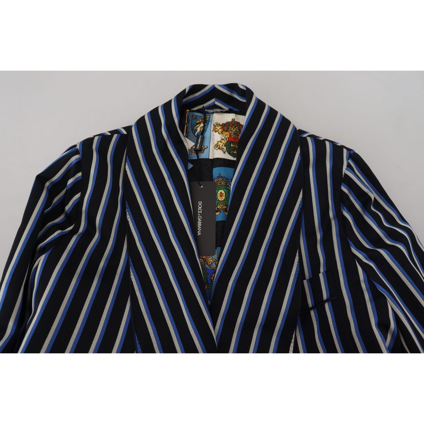 Dolce & Gabbana Black Blue Martini Printed Lining Robe