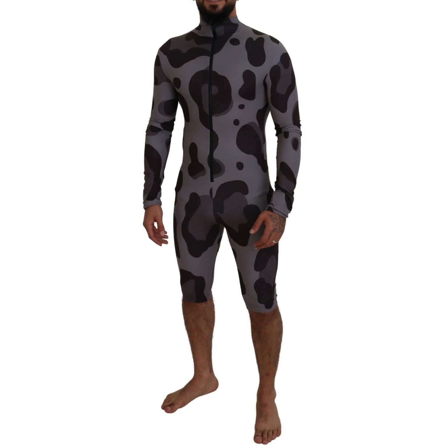 Dolce & Gabbana Elite Gray Patterned Men's Wetsuit Swimwear Dolce & Gabbana