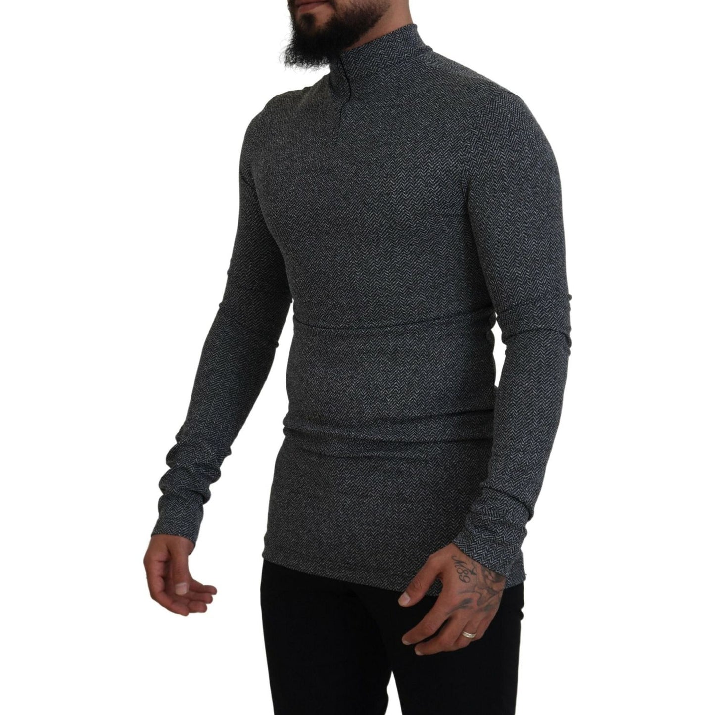 Dolce & Gabbana Elegant Dark Gray Pullover Sweater Dolce & Gabbana