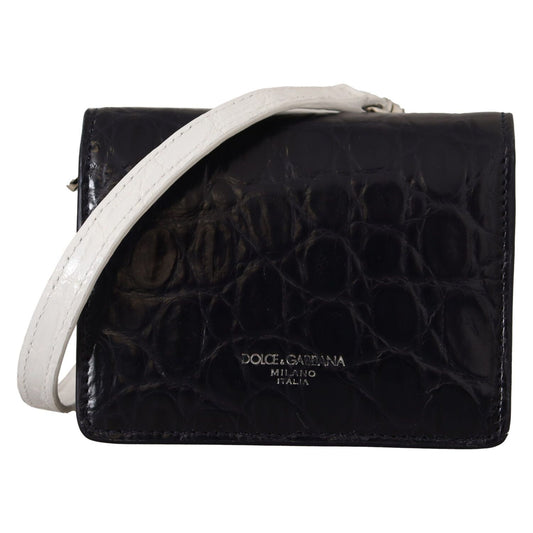 Dolce & Gabbana Blue Exotic Leather Bifold Wallet with Strap Dolce & Gabbana