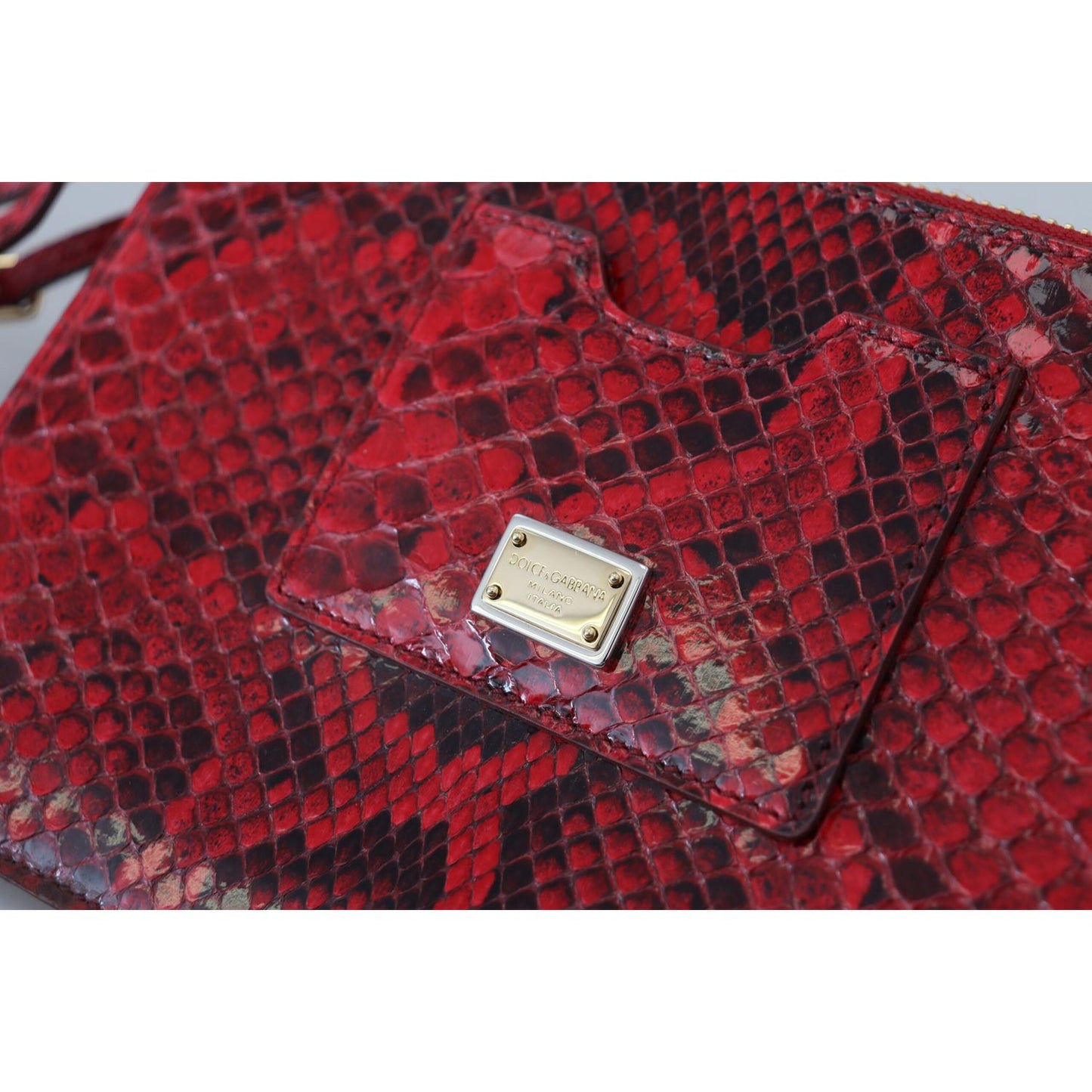 Dolce & Gabbana Elegant Red Leather Ayers Snake Clutch Dolce & Gabbana