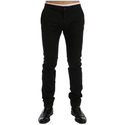 GF Ferre Black Cotton Stretch Chinos Pants