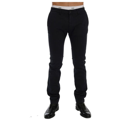GF Ferre Blue Cotton Stretch Chinos Pants